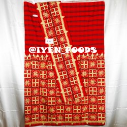 A144 KAIN TAPIS KOTAK BUNGA BAHAN MERAH BENANG PLINTIR KACA TANEM
